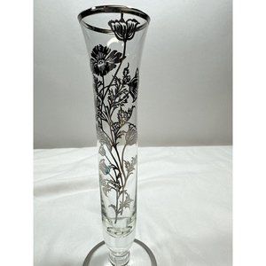 Vintage Flanders Bud Vase W/Poppy Sterling Silver‎ Overlay.